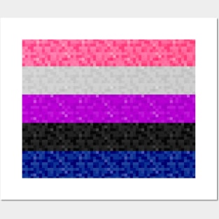 Gender Fluid Pride Pixel Flag Repeating Background Posters and Art